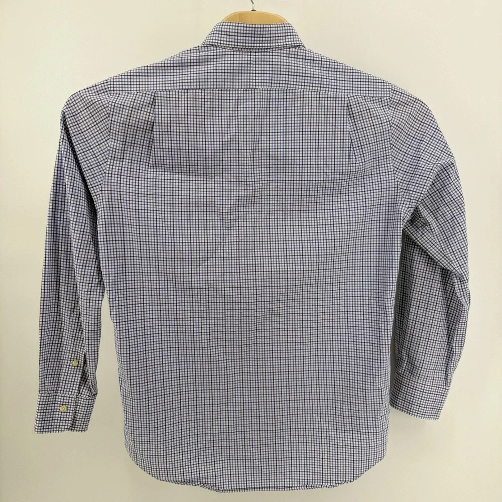 Polo Ralph Lauren Mens Blue White Check Long Sleeve Button Down Shirt Size M